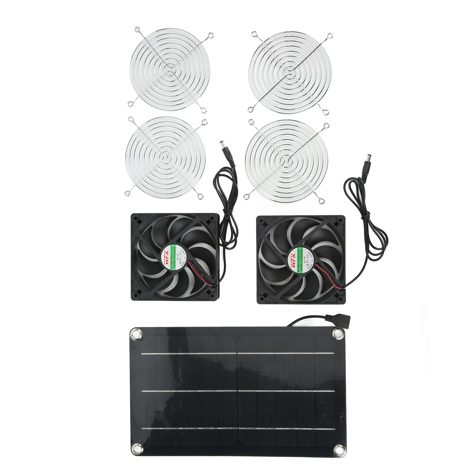 Tgoon Solar Dual Fan - Portable Solar Powered Fan with Solar Panel for Greenhouse, Home, Camping, Outdoor - Eco-Friendly & Safe Cooling Solution for Gardens, Patios, and Greenhouses