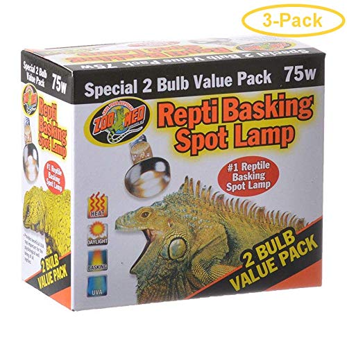 Zoo Med Repti Basking Spot Lamp 75W Reptile Heat Bulb (3 Pack) - Ideal for Bearded Dragons, Turtles & Terrariums - Daytime Basking & UVB Supplement