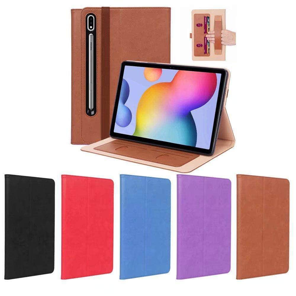 Slim Protective Shell Case for Samsung Galaxy Tab S7 Plus 12.4 (T970/T975) with Hand Strap - Lightweight Cover for Work, Travel & Entertainment