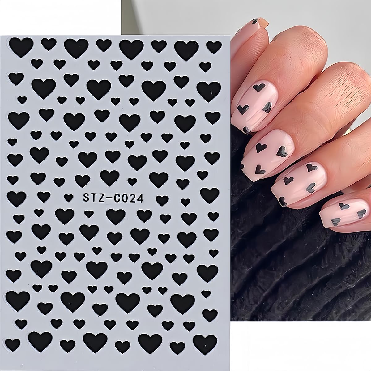 3D Heart Nail Stickers - 6 Sheets Self-Adhesive Nail Art Decals for Valentine's Day, DIY Manicure & Nail Design | Perfect for Romantic Dates, Bridal Showers, Anniversary Celebrations and Girls' Night Out