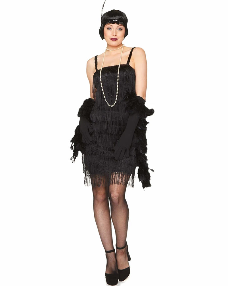 Vintage 1920s Black Flapper Dress for Women - Roaring Twenties Costume for Gatsby Party, Halloween, and Themed Events