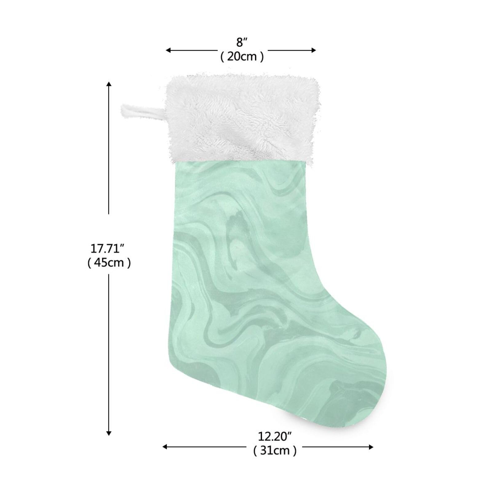 2 Pack Christmas Stocking - Abstract Marble Mint Green Xmas Stockings for Fireplace Decor, 17.7 Inch Holiday Hanging Ornaments | Perfect for Christmas Tree, Mantel Decorations & Festive Gift Giving