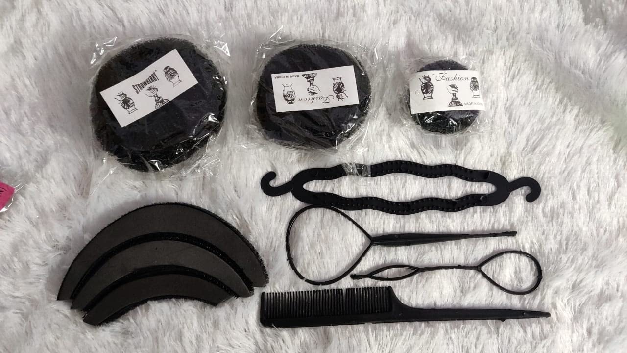 Homeoculture Black Hair Accessories Combo Set - 10-Piece Hair Styling Kit for Women & Girls | Hair Clips, Barrettes & Ponytail Holders | Perfect for School, Work & Special Occasions