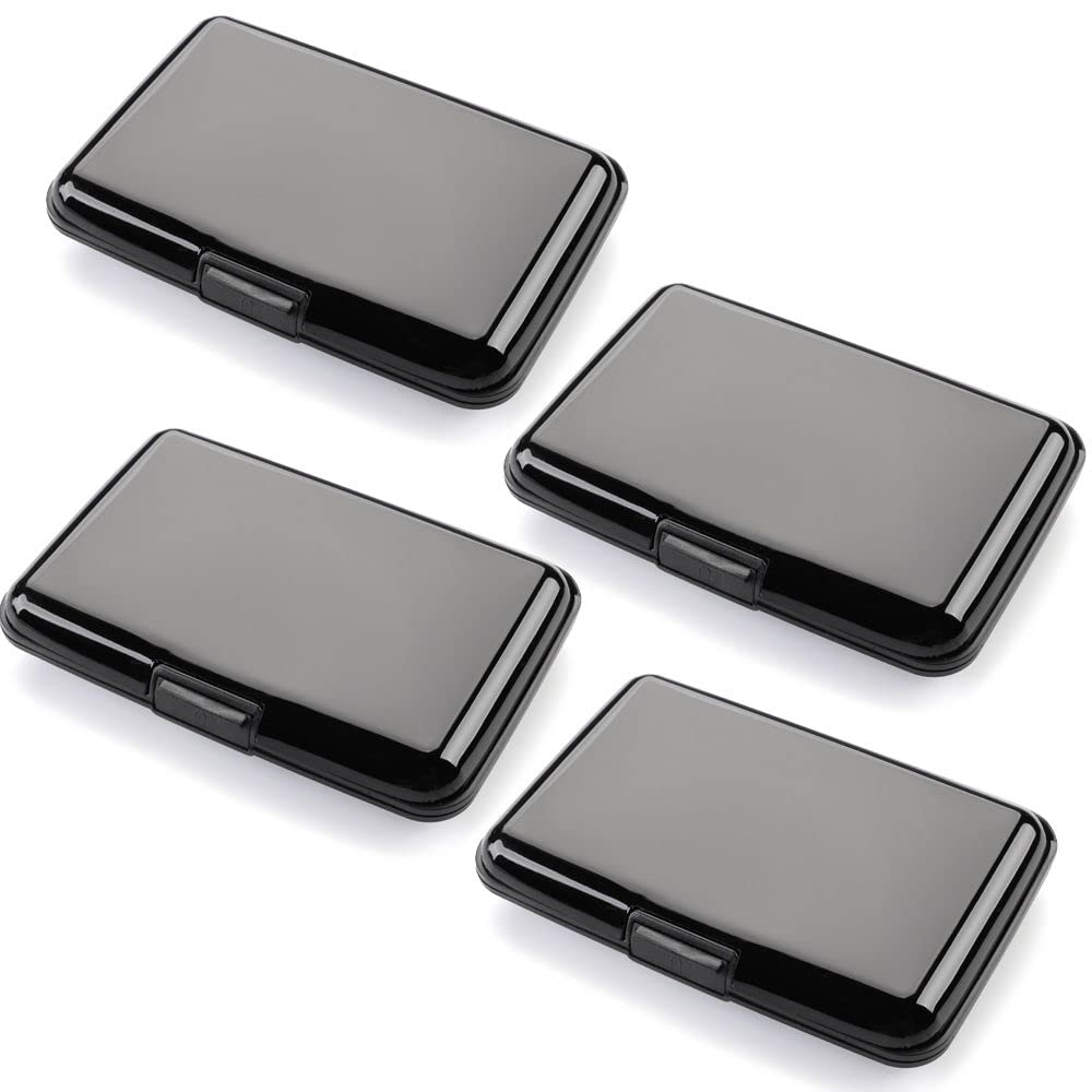 Waterproof RFID Blocking Credit Card Holder - Anti-Theft Aluminum Wallet with Coin Purse & ID Card Case (4-Pack, Black) - Perfect for Travel, Shopping & Daily Use