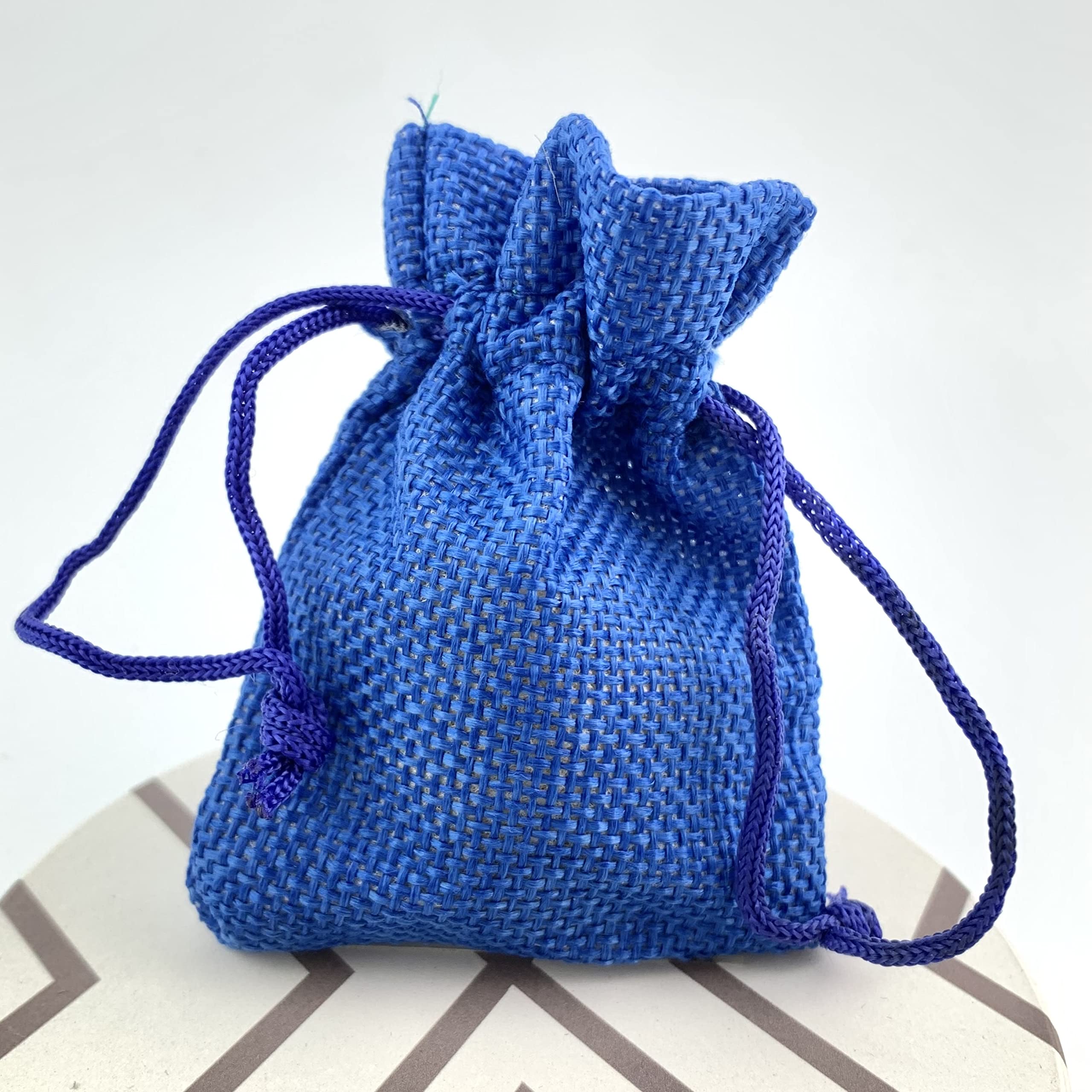 Palmhomee 25-Pack Royal Blue Burlap Drawstring Gift Bags - 3.6x4.8 Inch Linen Jewelry Pouches for Wedding Favors, Birthday Party Treats & Special Occasions | Perfect for DIY Crafts, Bridal Showers & Holiday Gifting