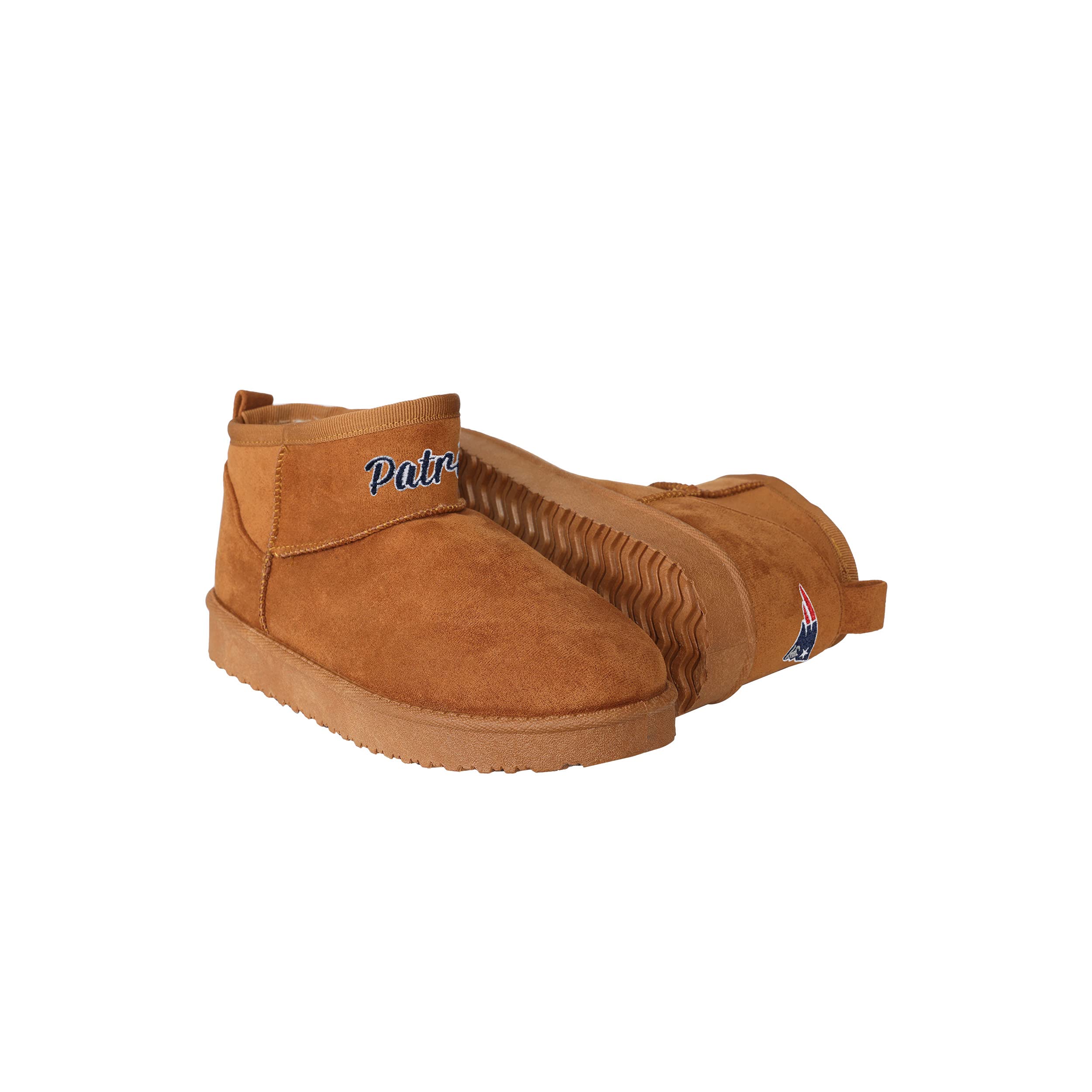 FOCO Women's NFL Team Logo Fuzzy Winter Boots - Cozy & Warm Slip-On Booties for Football Fans, Game Day, and Cold Weather Outings