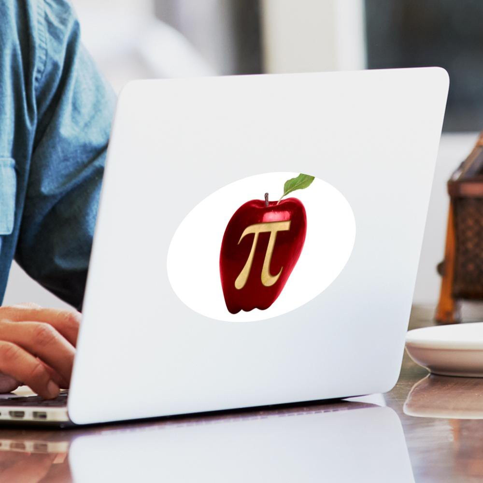 Apple Pi Oval Car Bumper Sticker - Funny Math & Science Decal for Cars, Laptops, Notebooks - Perfect for Teachers, Students & Nerds - Great Gift for Pi Day & Math Lovers