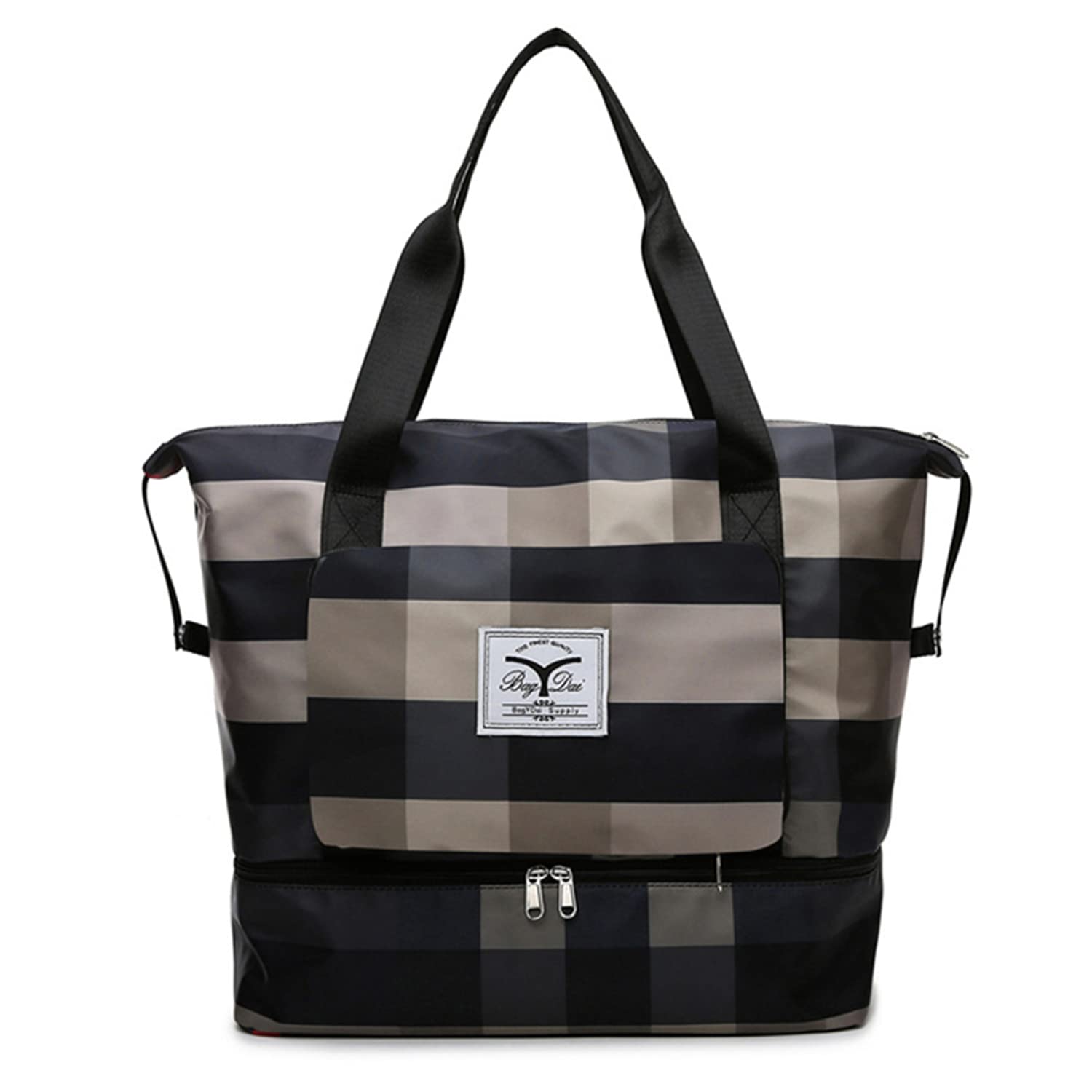 2024 New Foldable Wet/Dry Separation Travel Duffle Bag - Large Capacity Waterproof Carry-On Luggage - Lightweight Expandable Gym Bag for Sports, Camping & Outdoor Activities (Black) | Perfect for Workouts, Travel & Weekend Getaways