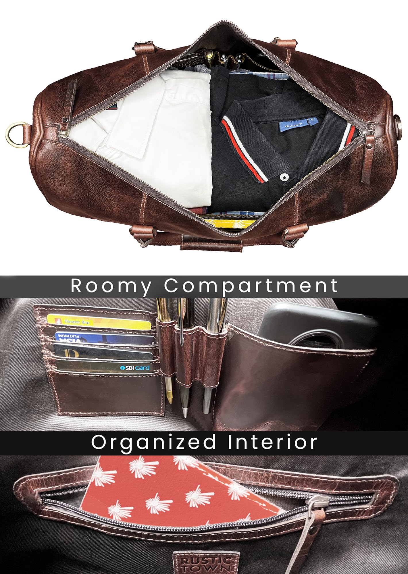 Premium Full Grain Leather Duffle Bag for Men - 20