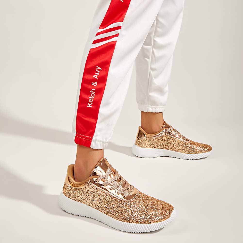 BELOS Women's Glitter Sneakers - Sparkly Lightweight Metallic Sequins Athletic Shoes for Running, Walking, Gym & Casual Wear