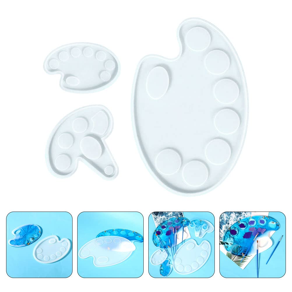 EXCEART 3Pcs Silicone Palette Molds for Nail Art, Epoxy Resin, Makeup & Paint - DIY Color Mixing & Fixing Plate - Perfect for Artists, Crafters & DIY Enthusiasts at Home or Salon