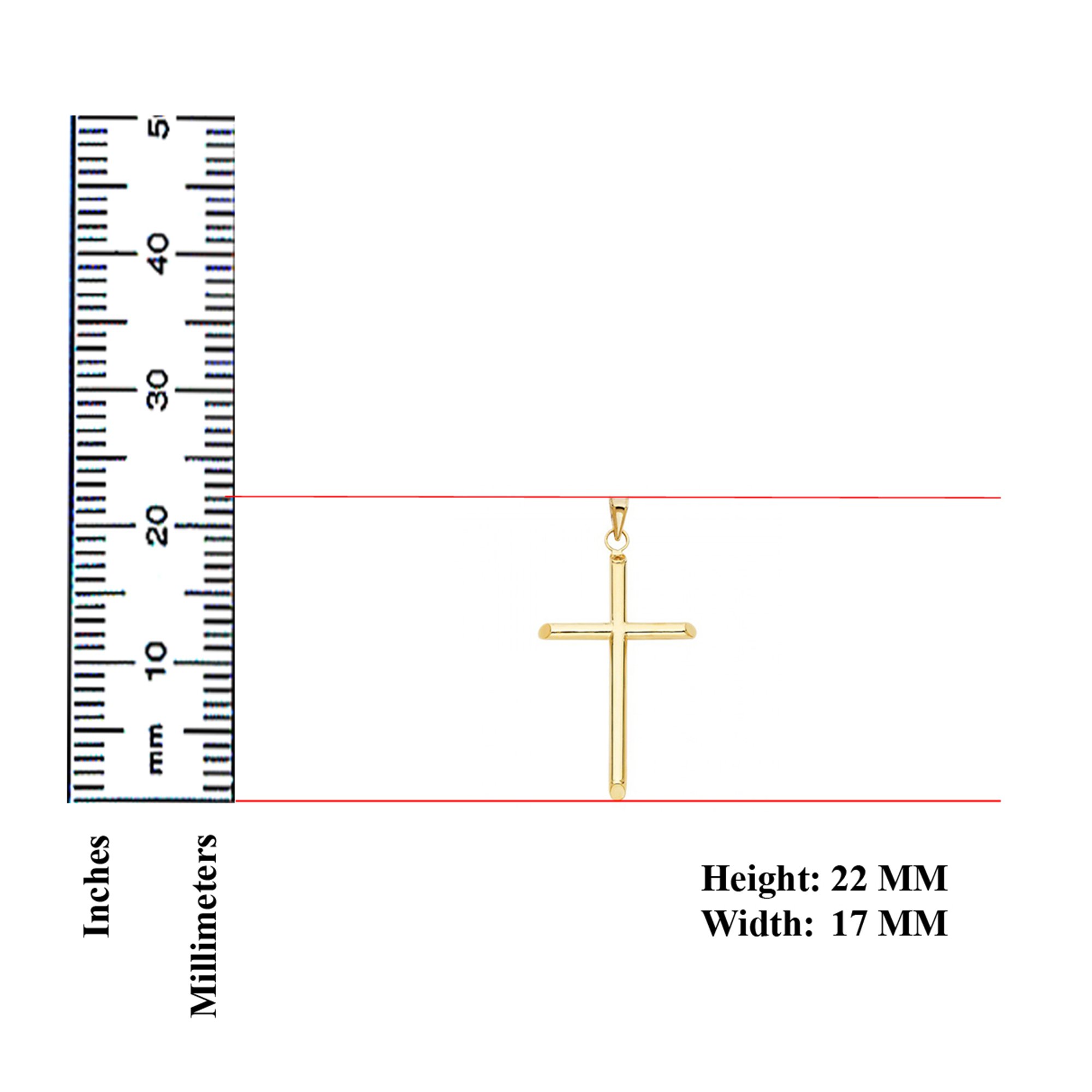 14K Yellow Gold Box Chain Cross Pendant Necklace for Men & Women - Real Gold Religious Jewelry - Perfect Gift for Baptism, Confirmation, Christmas & Everyday Wear