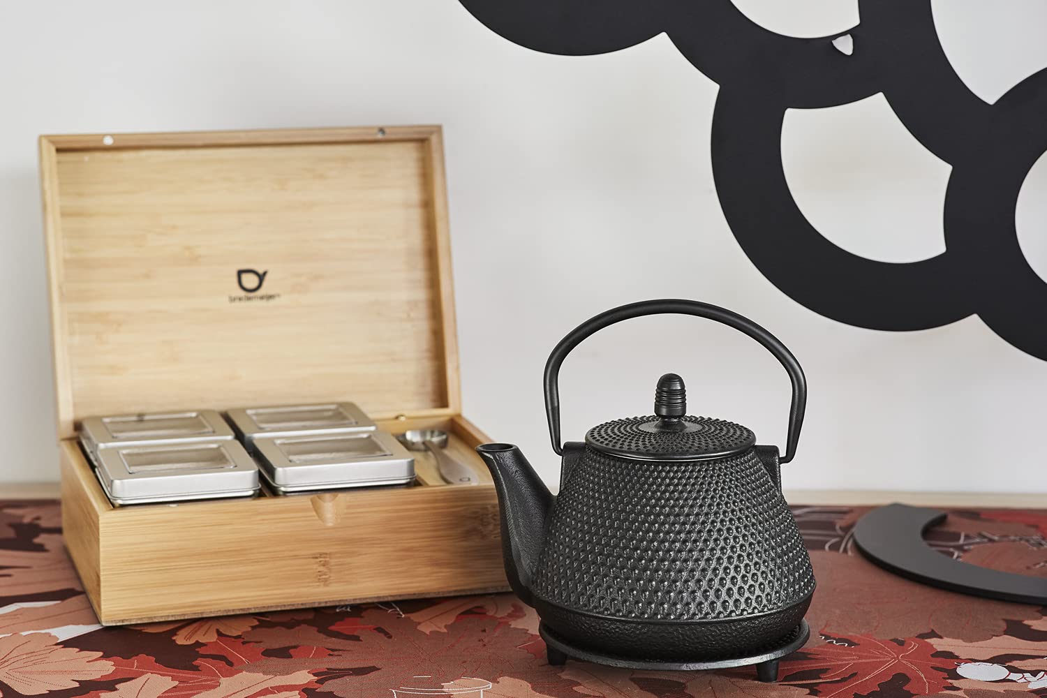 Premium Bredemeijer Wuhan Cast Iron Teapot 1.0L - Black Japanese Style Teapot with Removable Stainless Steel Filter - Perfect for Loose Leaf Tea, Home Brewing & Tea Ceremonies