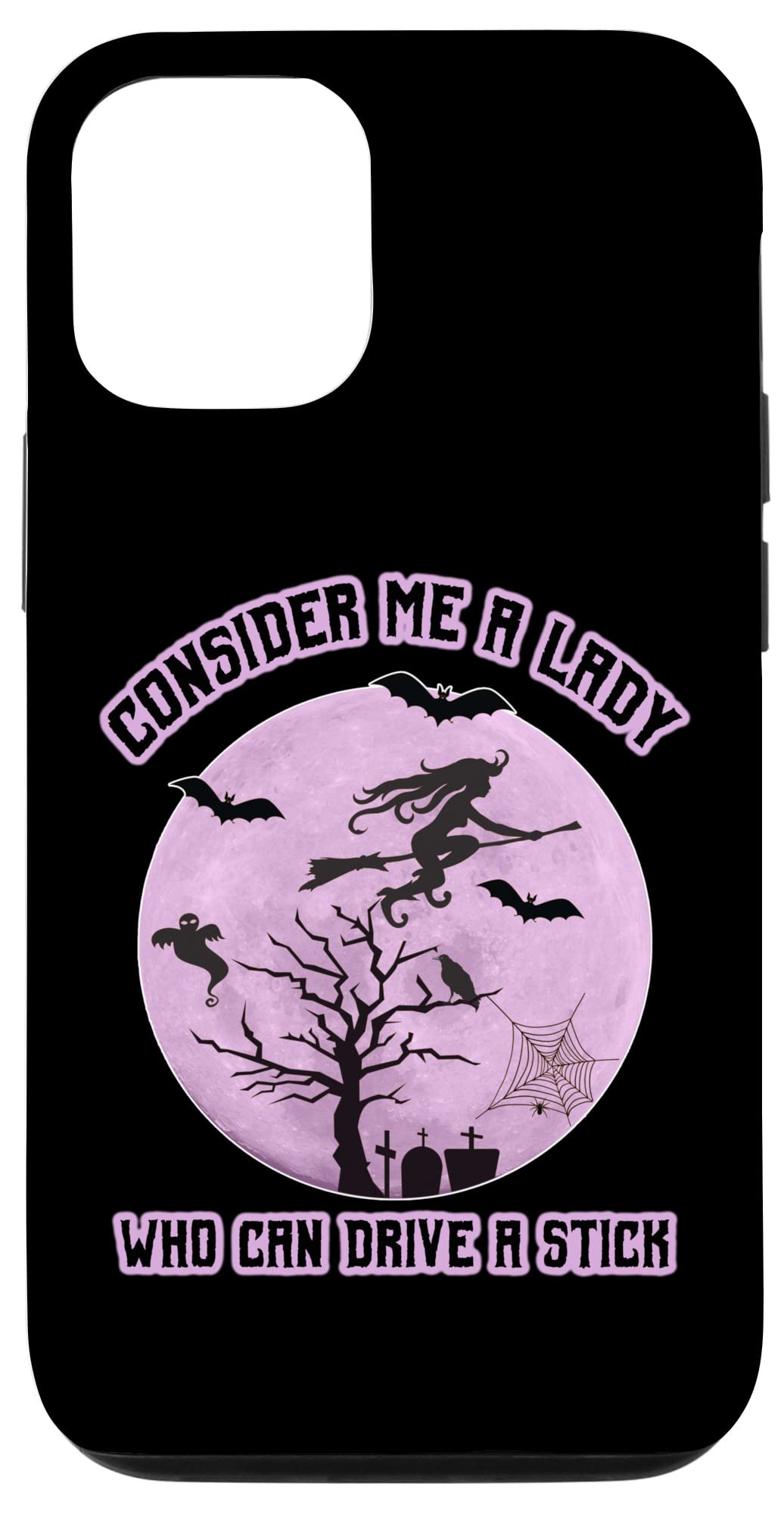 iPhone 12/12 Pro Retro Halloween Witch Phone Case - Vintage Stick Shift Design for Women | Perfect for Halloween Parties, Cosplay & Themed Events