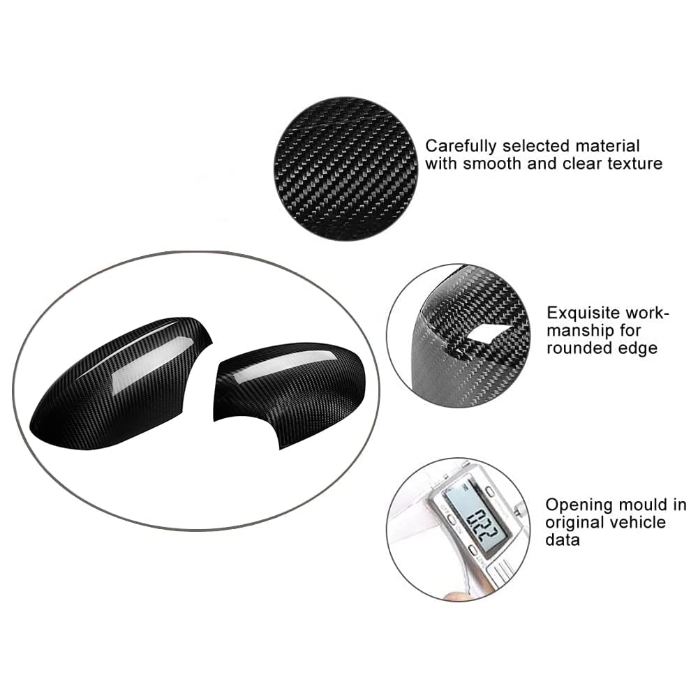 BMW E90 E92 E93 M3 Carbon Fiber Mirror Caps (2007-2012) - Direct Fit Replacement Side Door Mirror Covers for Sedan & Coupe - Enhance Style & Protection for Daily Driving & Car Shows