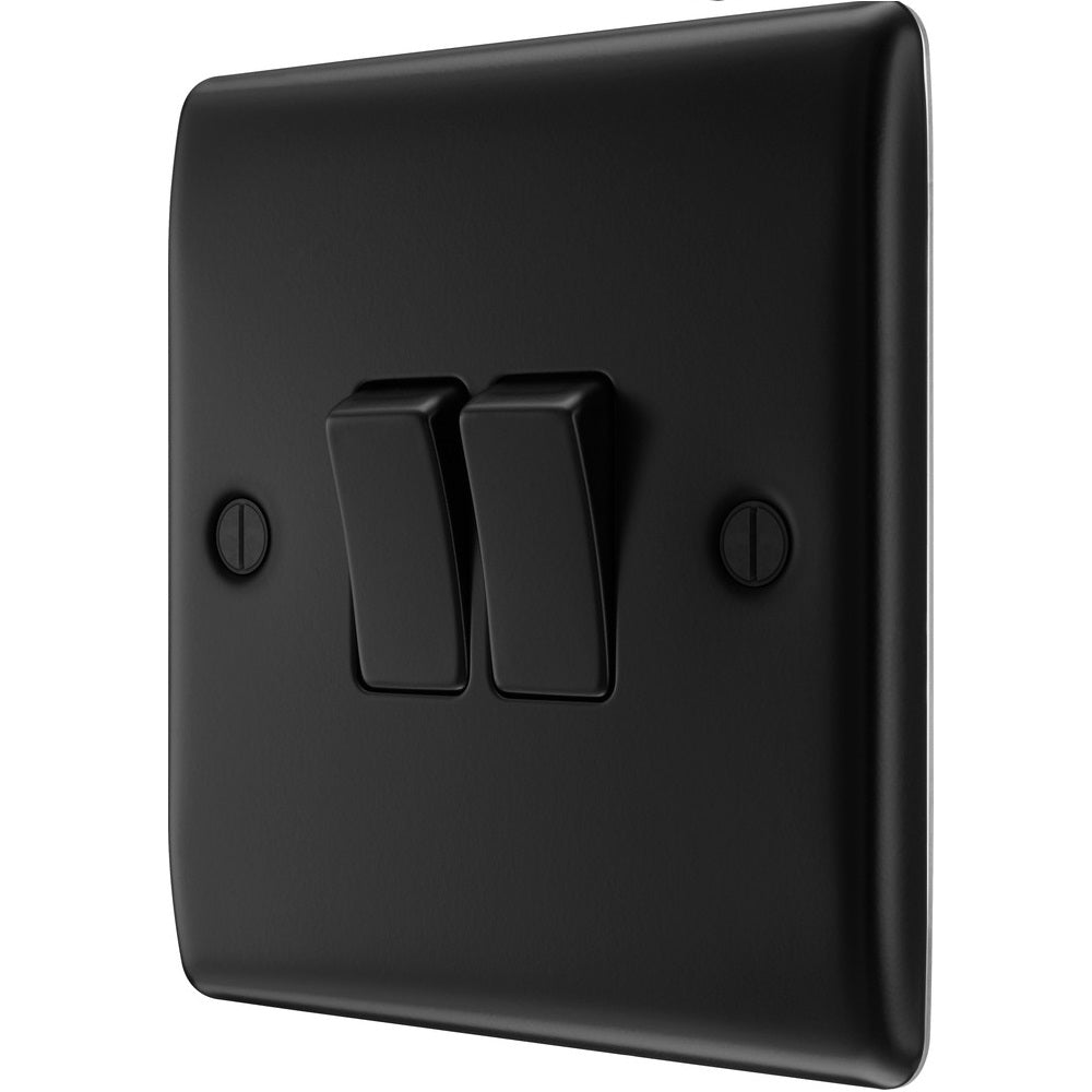 BG Nexus Metal Matt Black 2G 2W Light Switch NFB42 - Modern Electrical Switch for Home & Office Decoration | Perfect for Living Room, Bedroom, and Commercial Spaces
