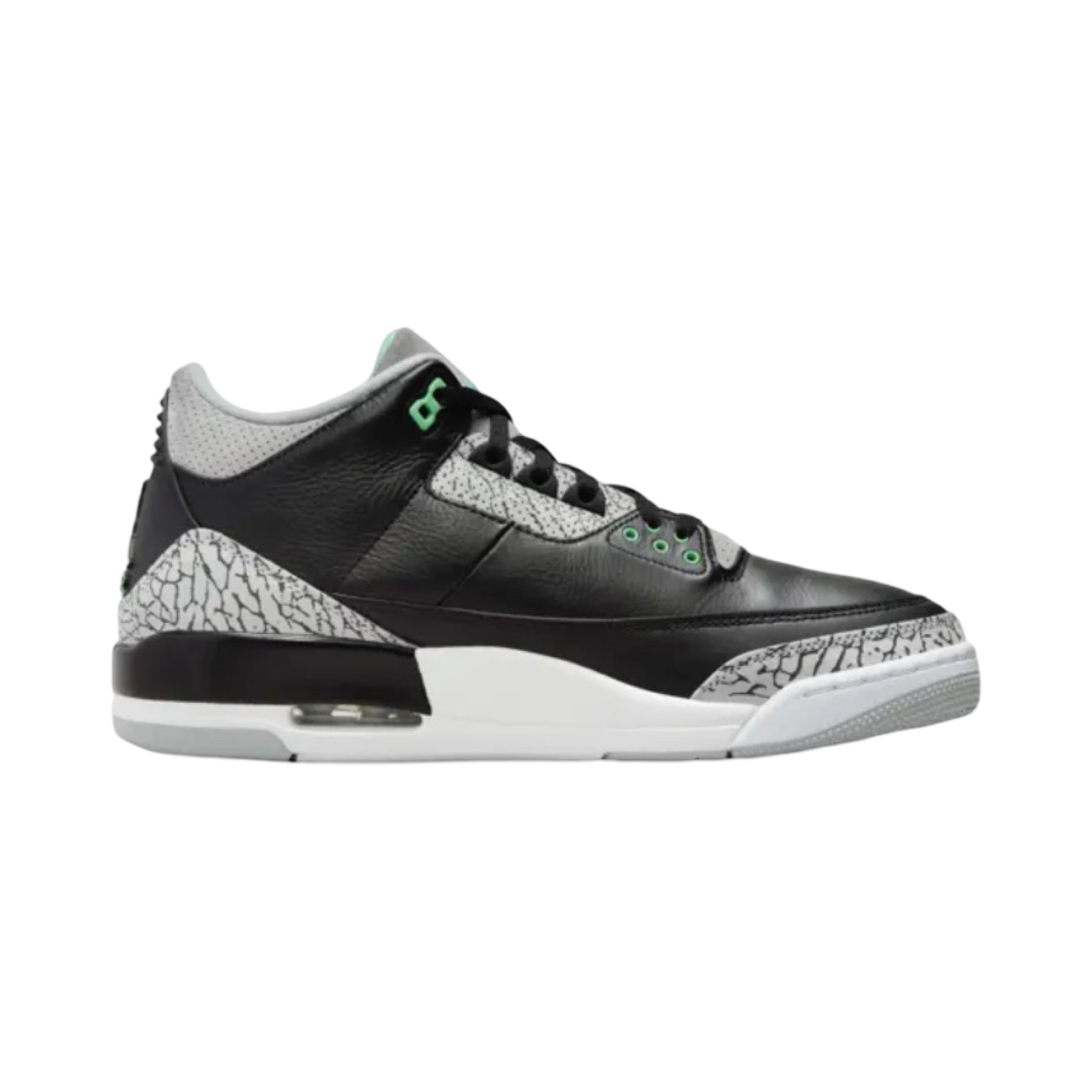 Air Jordan 3 Retro Green Glow Wolf Grey Sneakers - Men's Basketball Shoes for Casual Wear & Street Style
