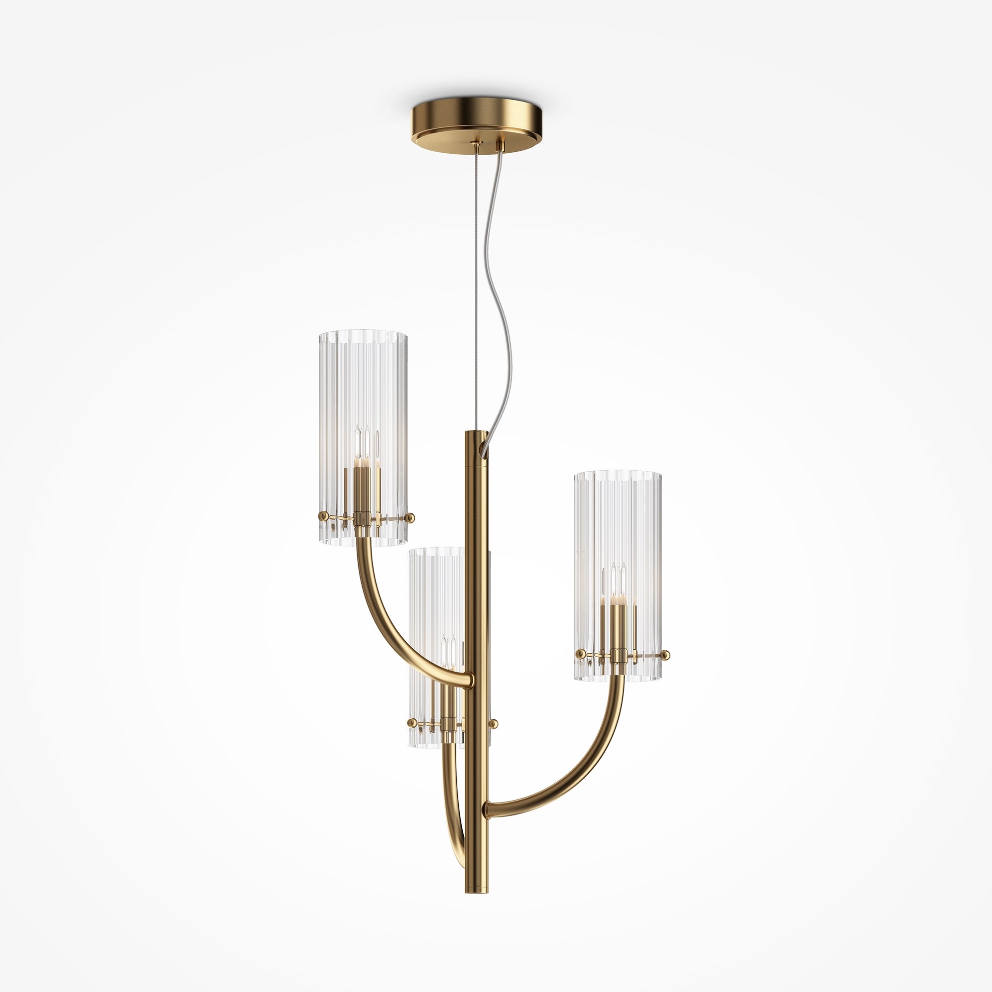 Arco 3Lt Center Ceiling Light in Brass Finish - Modern Dining Room & Living Room Lighting Fixture