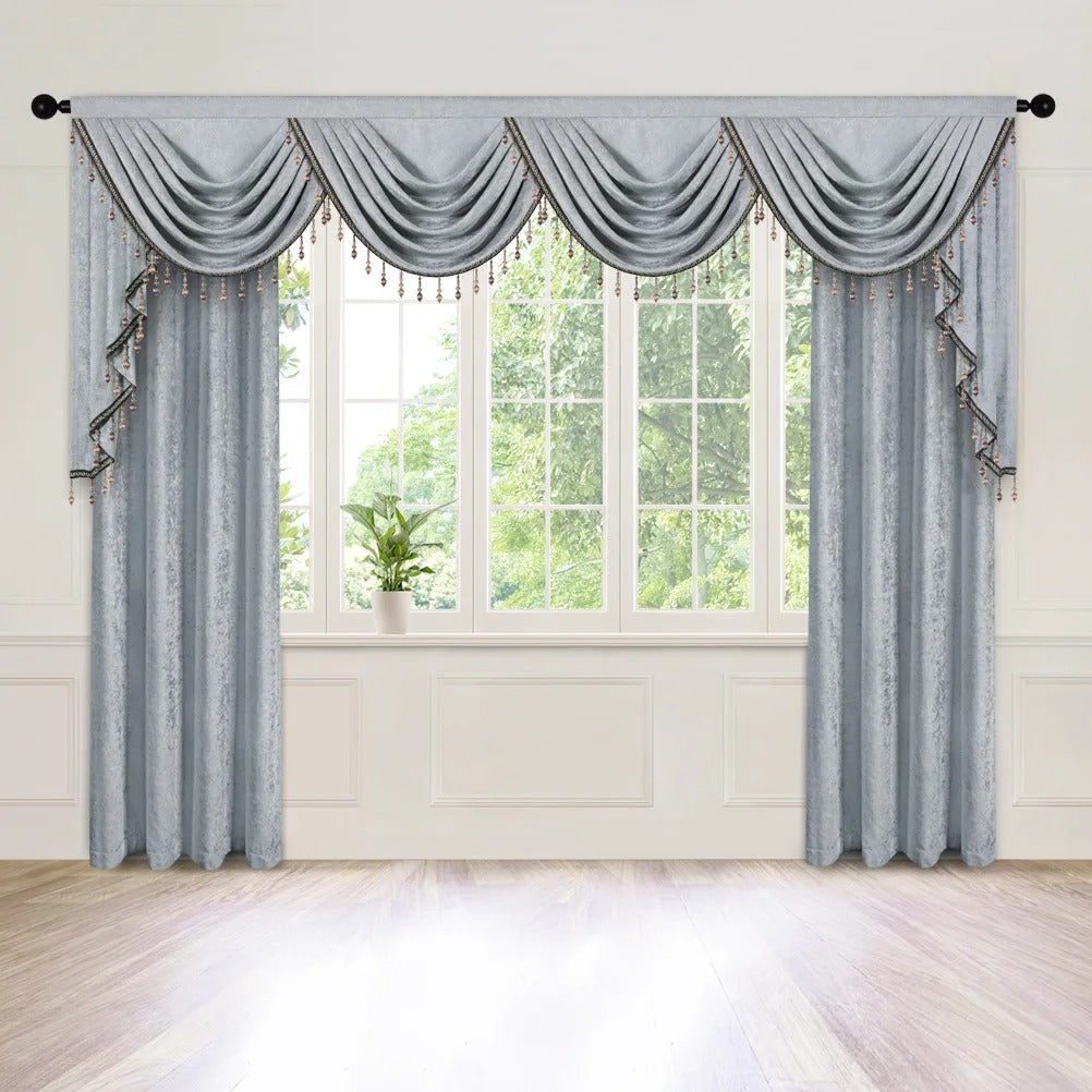 Mila Classic Plain Velvet Valance Silver - Elegant Window Valance for Living Room, Bedroom & Home Decor