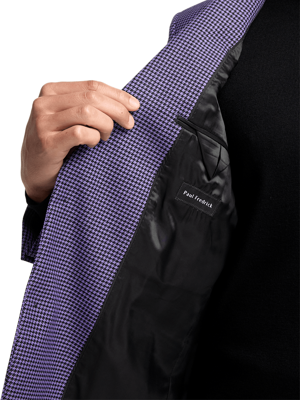 Premium Wool Houndstooth Single-Breasted Peak Lapel Blazer for Men - Elegant Purple Business Jacket - Perfect for Office, Weddings & Formal Events
