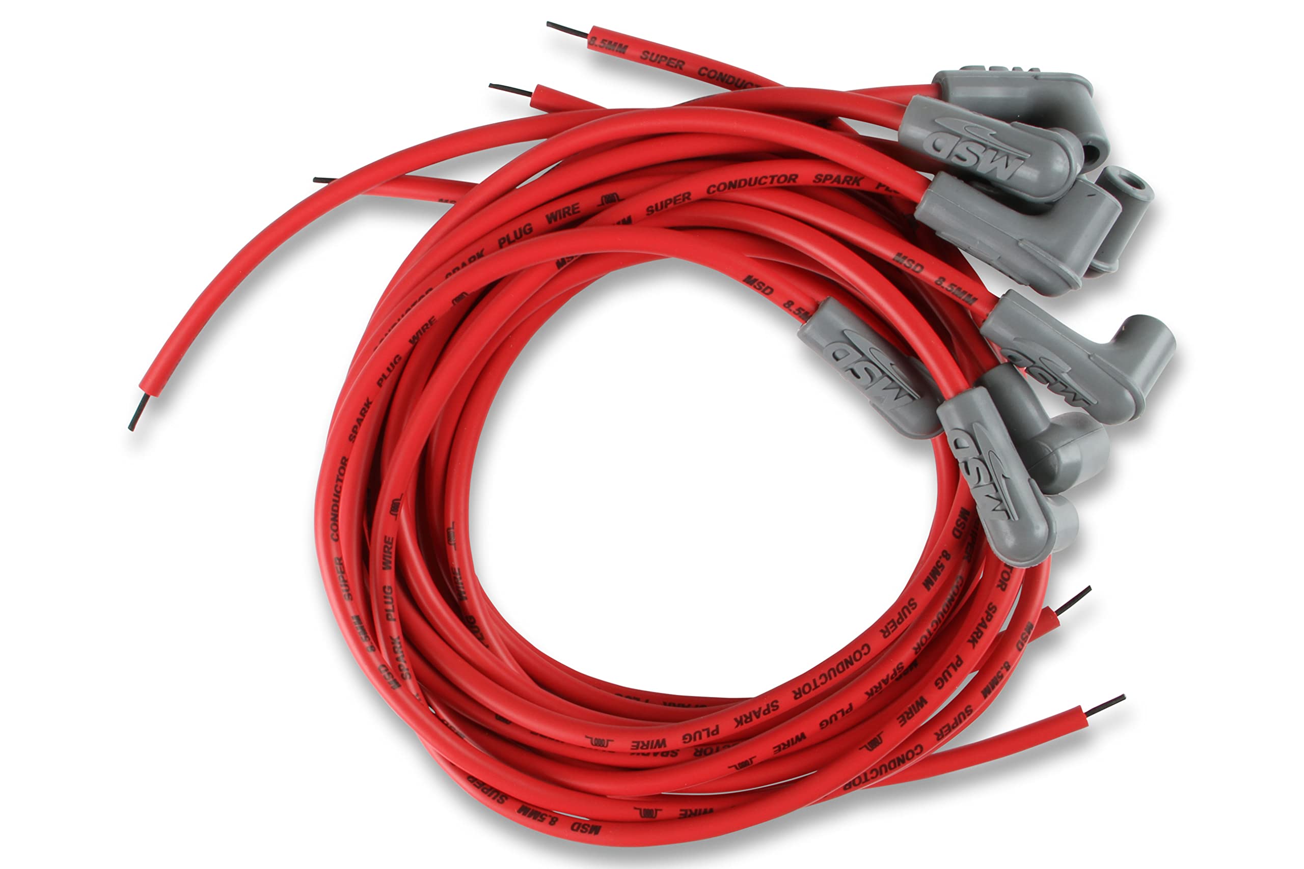 MSD 31239 Super Conductor Spark Plug Wire Set for 8 Cylinder Engines - 90° Boot, Compatible with HEI Cap & Standard Sockets | High Performance Ignition Upgrade for Muscle Cars, Trucks & Hot Rods