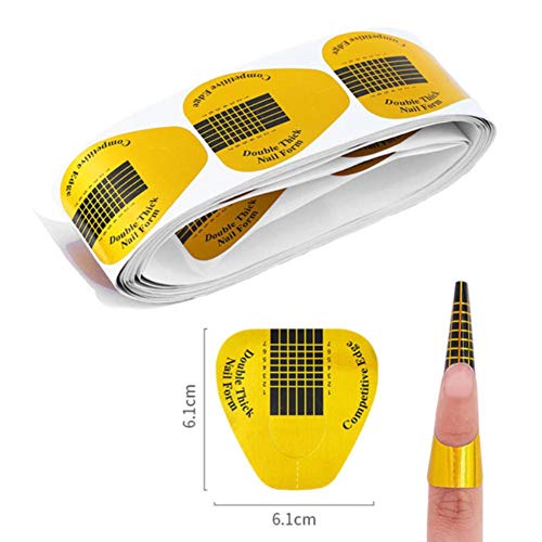 Shanyuna 100 Pcs Horseshoe Nail Forms - Sculpting Nail Art Extension Tips & Stickers for Acrylic & Gel Nails (Gold, Green, Red, Black, Blue) | Perfect for Salon, DIY Manicures & Nail Art Designs