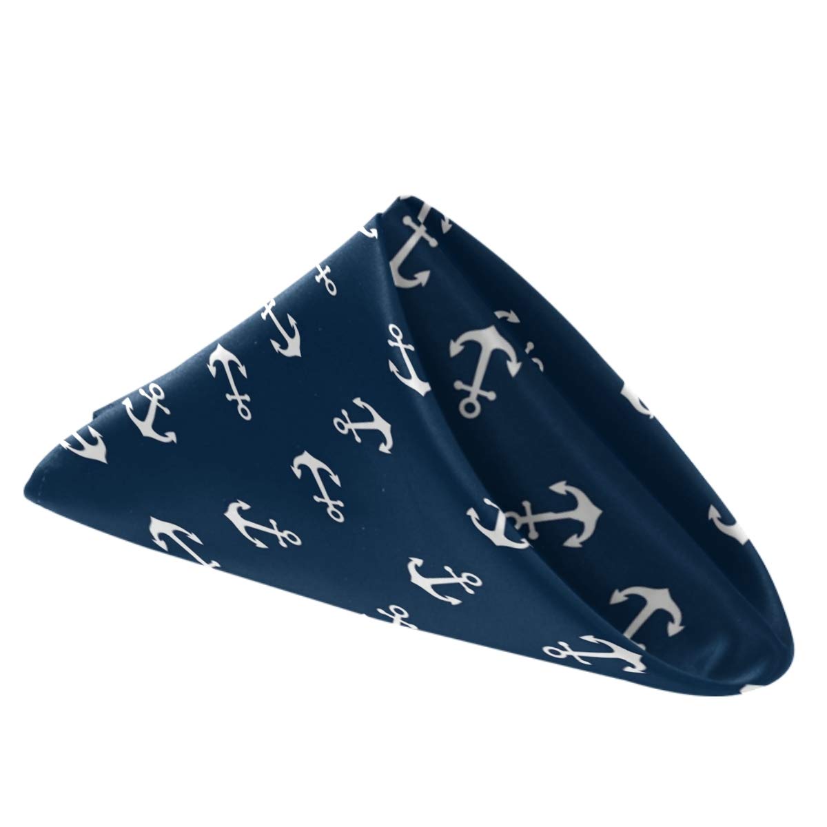 Chic Nautical Anchor Design Polyester Cloth Napkins - Set of 1 (20x20 Inches) Soft & Absorbent Dinner Napkins for Family Dining, Restaurants, Weddings & Parties - Navy Blue | Perfect for Beach-Themed Events, Summer BBQs & Coastal Home Decor