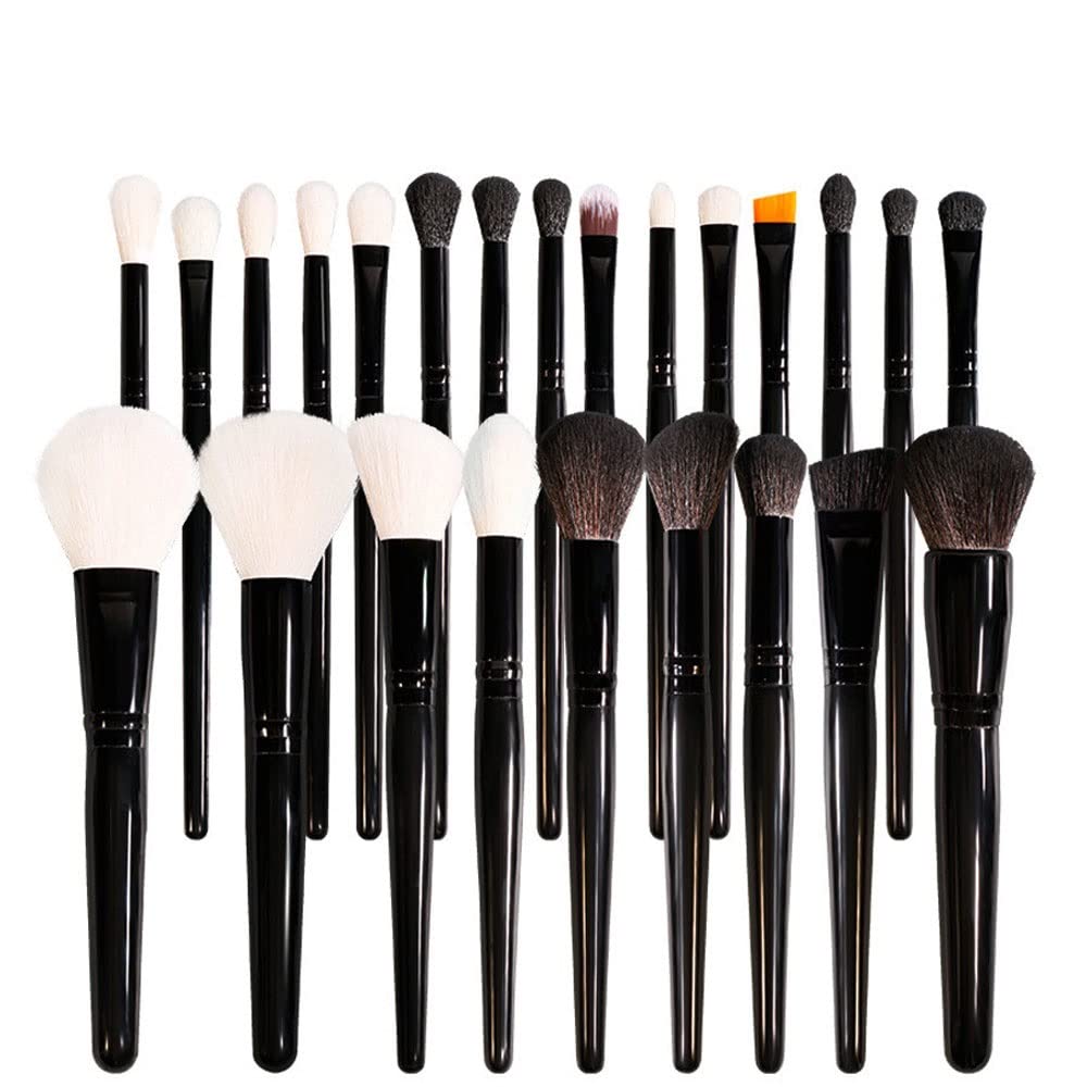 24Pcs Professional Makeup Brush Set - Black Wood Handle Foundation, Blending, Contouring Brushes for Flawless Makeup Application | Perfect for Home, Salon & Travel Use