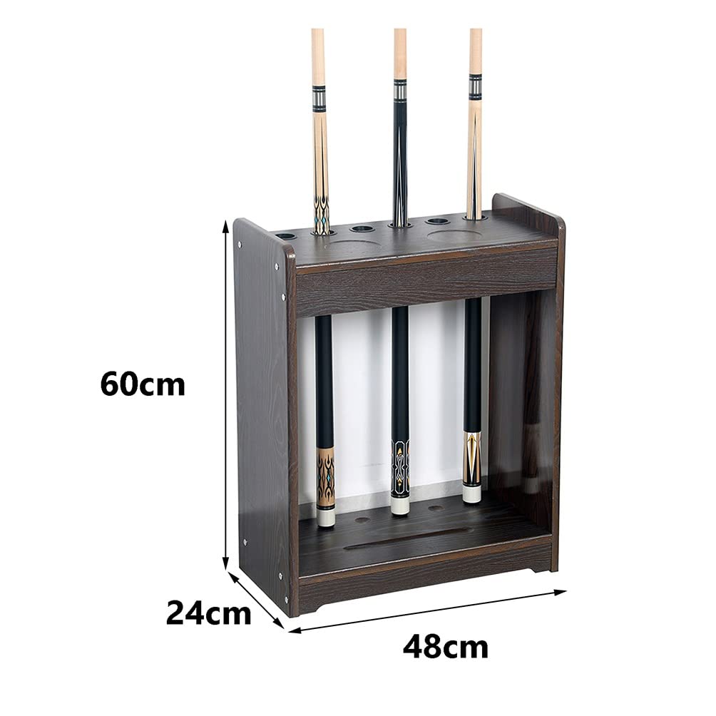 Premium Wooden Floor Stand Pool Cue Holder - 6 Billiard Cue Rack Organizer for Pool Sticks & Fishing Rods | Durable & Stylish Storage Solution for Game Rooms, Bars, and Home Entertainment Spaces