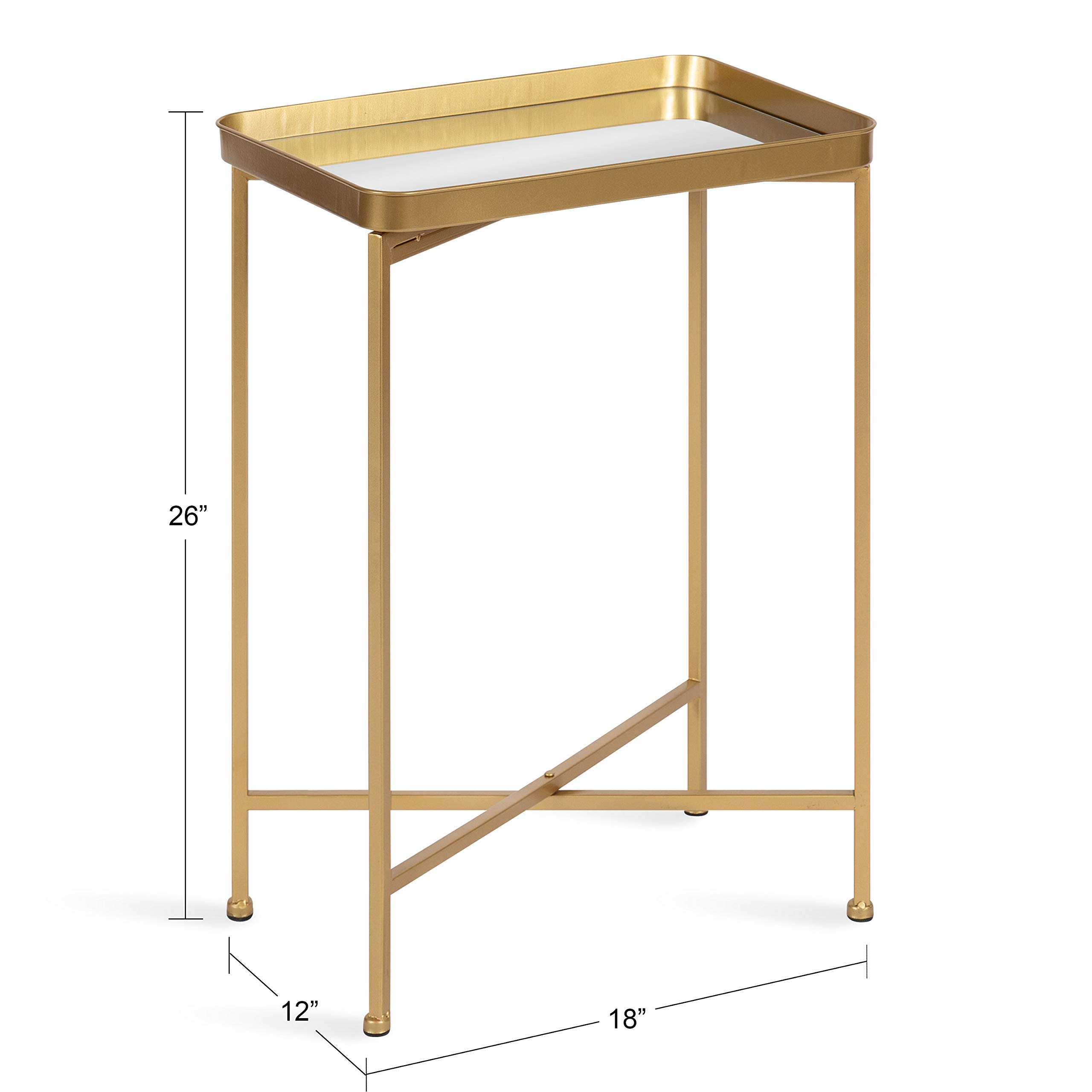 Kate & Laurel Celia Modern Gold Mirrored Tray Side Table - 18
