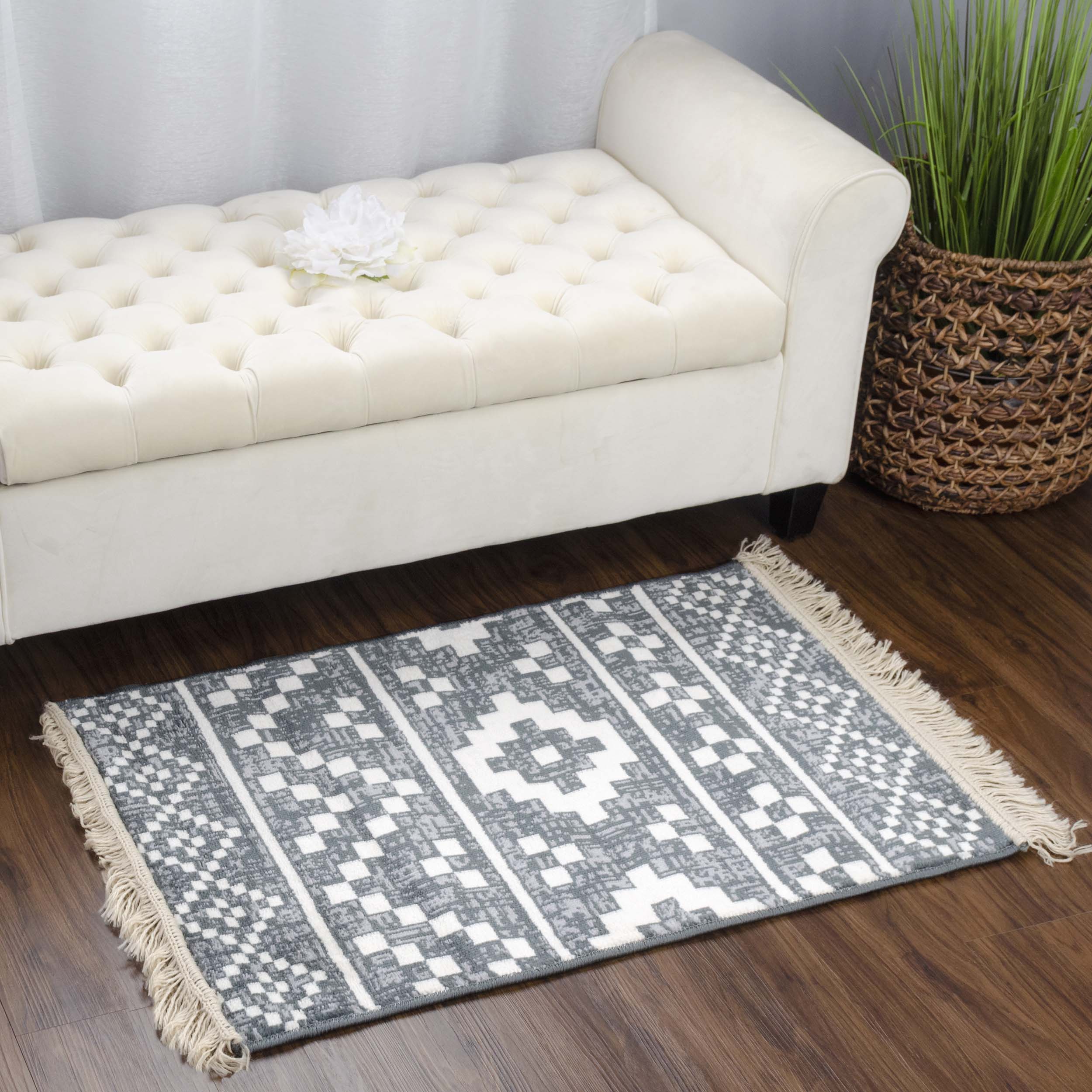 Stylish Geometric Diamond Pattern Indoor Area Rug & Runner - Soft Non-Slip Floor Carpet for Living Room, Bedroom, Hallway | Home Decor & Modern Interior Design