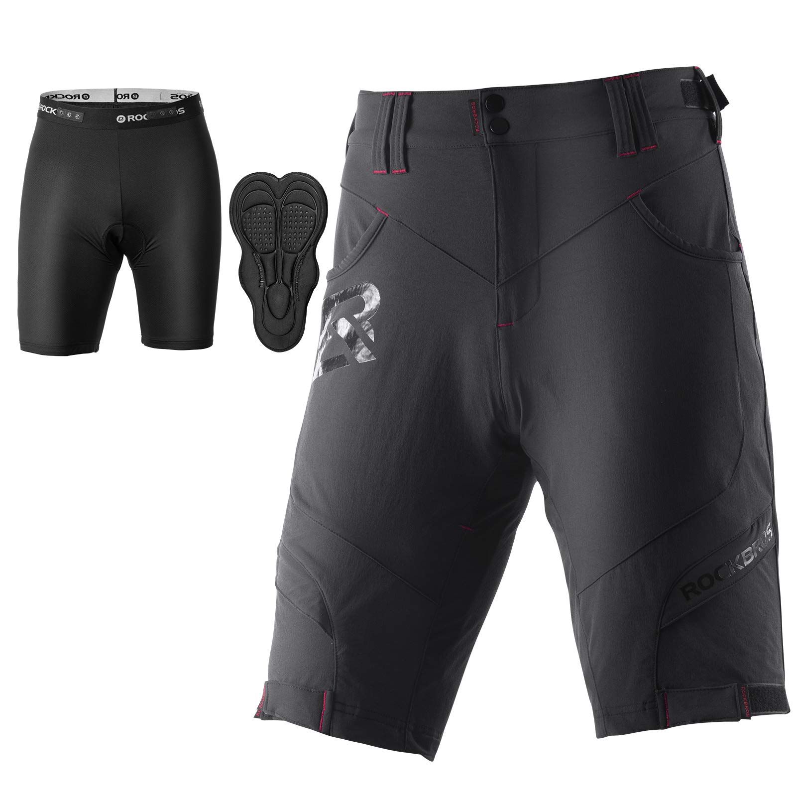ROCKBROS Men's Mountain Bike Shorts with Padding - Comfortable MTB Cycling Shorts for Trail Riding & Biking Adventures