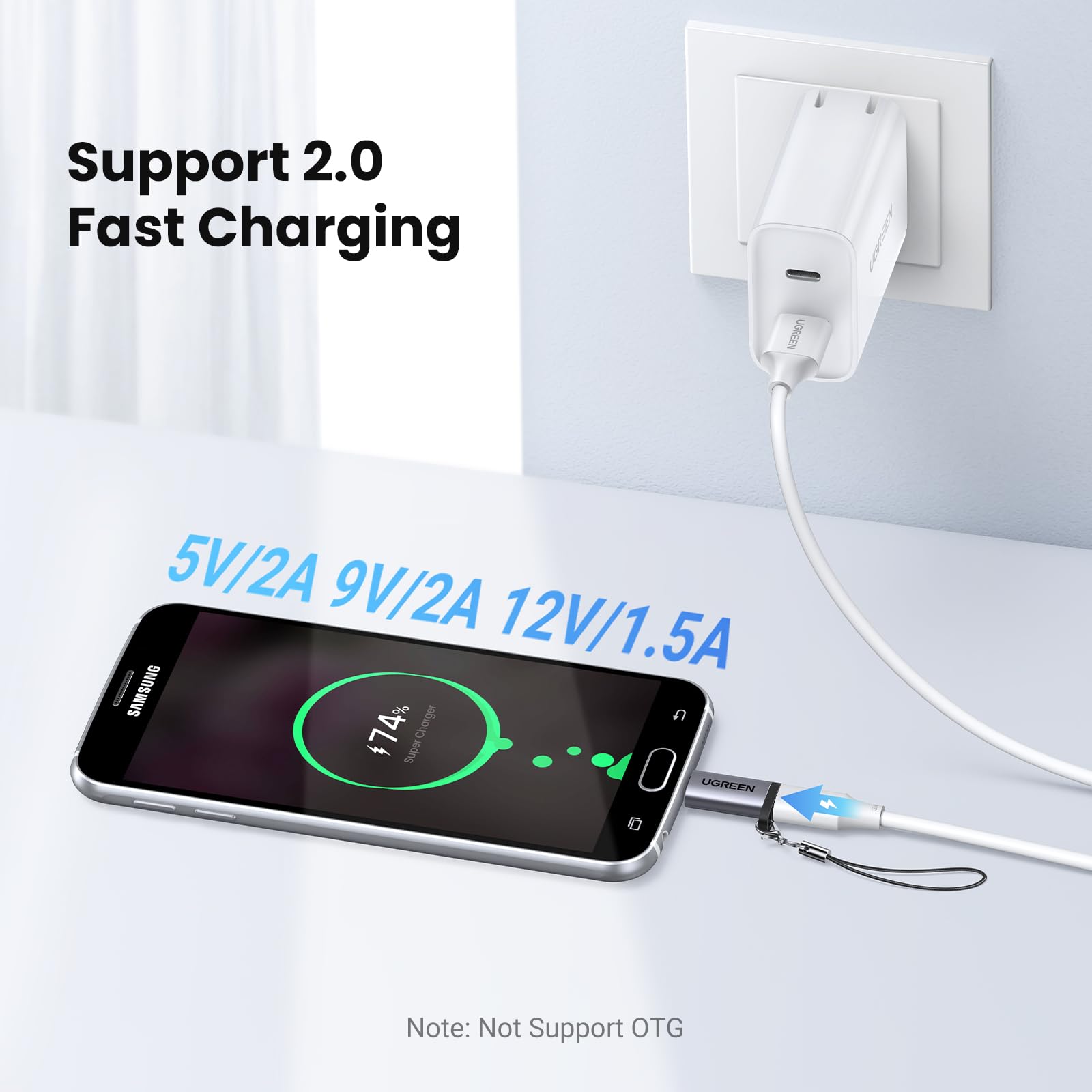UGREEN Micro USB to USB C Adapter 2 Pack - Type C Female to Micro B Male Converter with QC 3.0 Fast Charging & High-Speed Data Transfer - Compatible with PS4, Xbox Controller, Speaker, Dash Cam, Huawei, Samsung Galaxy S7, Moto G5/E5 - Perfect for Gaming, Car Accessories & Mobile Devices