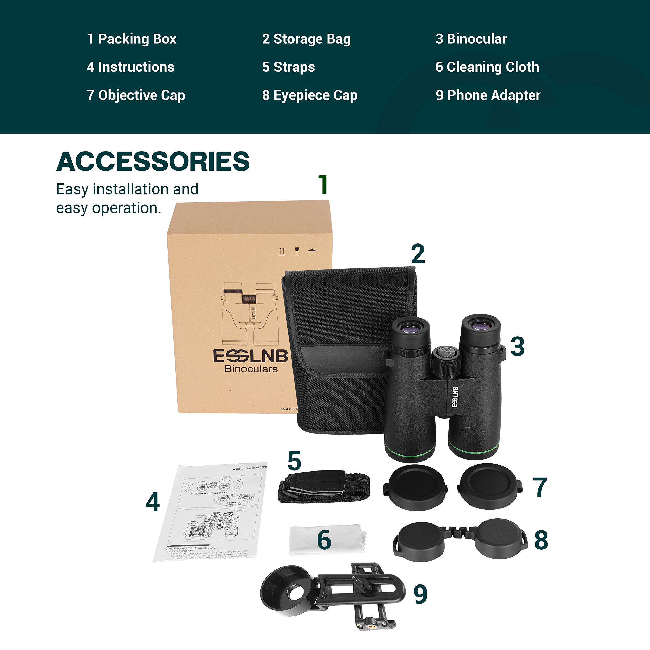ESNLB 7X Night Vision Binoculars with 4