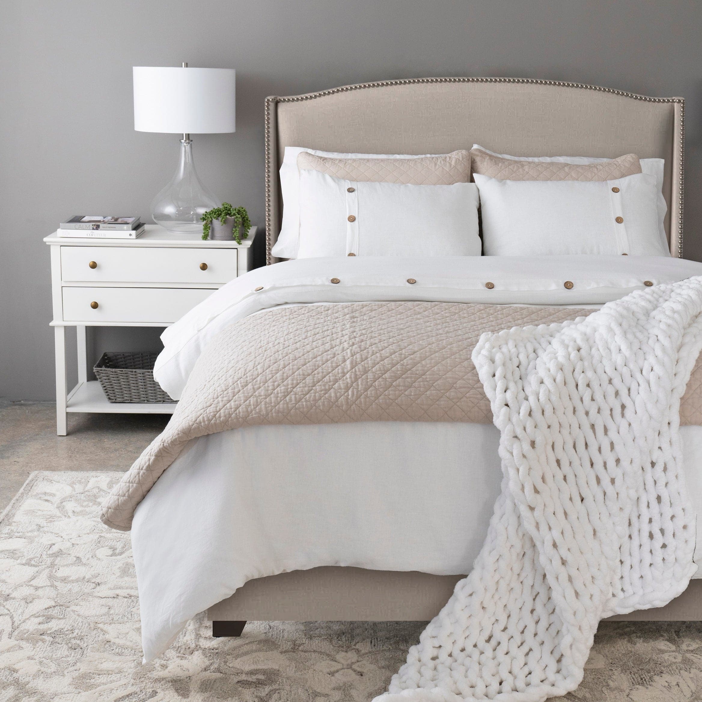 Premium Belgian Flax Linen & Cotton Blend 3-Piece Quilt Set - King/Queen Size - Soft Breathable Bedding for All Seasons - Perfect for Master Bedroom, Guest Room & Vacation Homes