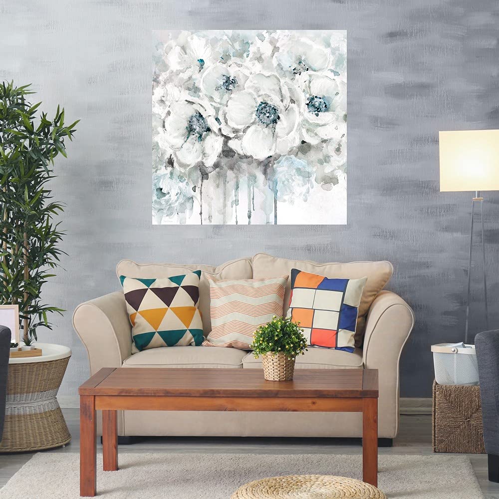 Botanical Wall Art Canvas Print - Spring Blues II by Carol Robinson | 22x22 Inch Plant Decor for Bathroom & Bedroom | Nature Inspired Home Decor for Living Room, Office & Spa
