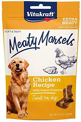Meaty Morsels Mini Chicken Recipe with Sweet Potato Dog Treats 4.2 oz - Pack of 2 | Grain-Free Natural Dog Snacks for Small & Medium Breeds | Training Rewards & Dental Health Chews