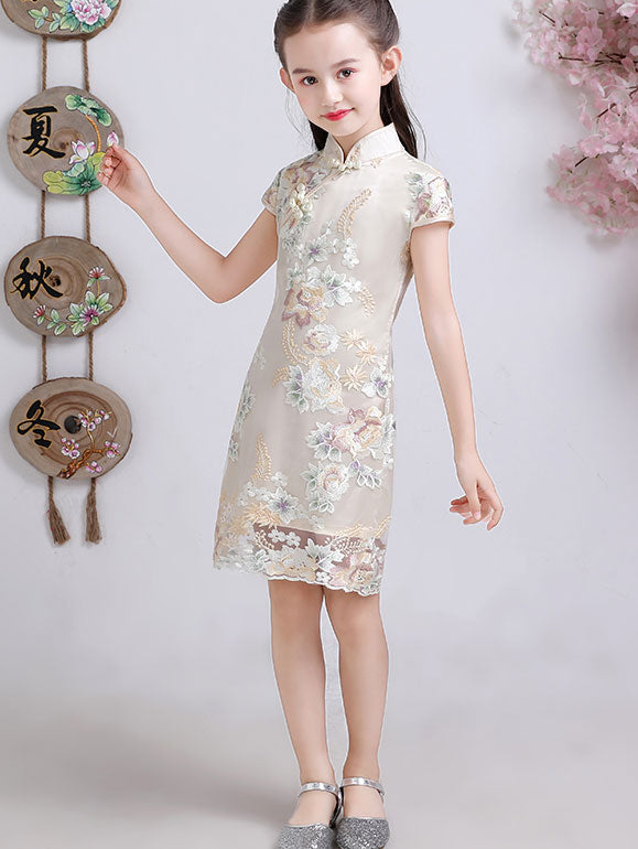 Exquisite Embroidered Cheongsam Dress for Girls | Traditional Chinese Kids Qipao | Perfect for Festivals, Parties & Cultural Events