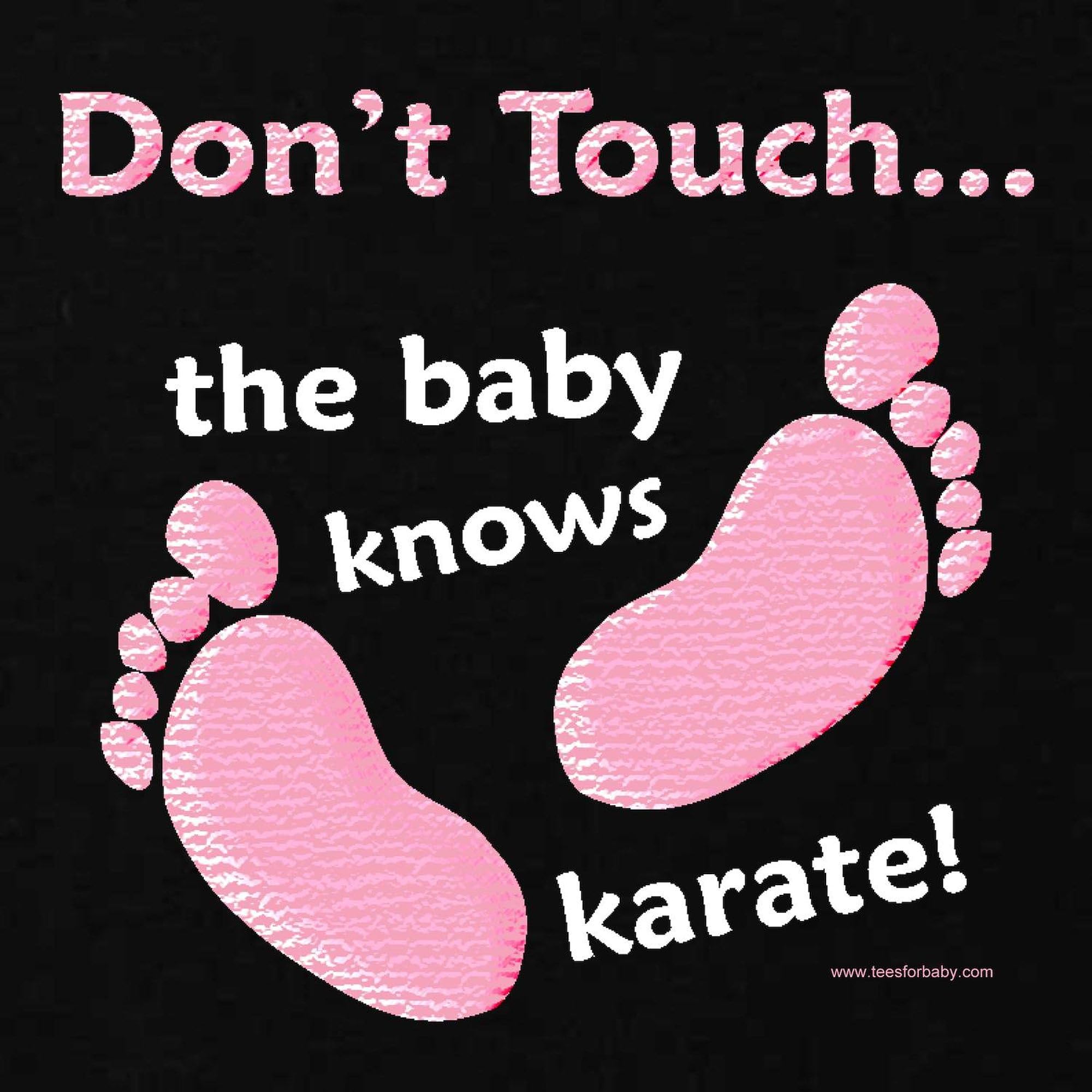 Funny Maternity T-Shirt for Women - 'Don't Touch Baby Knows Karate' Graphic Tee with Ruched Sides | Comfortable Pregnancy Shirt for Expecting Moms, Baby Showers & Funny Pregnancy Announcements