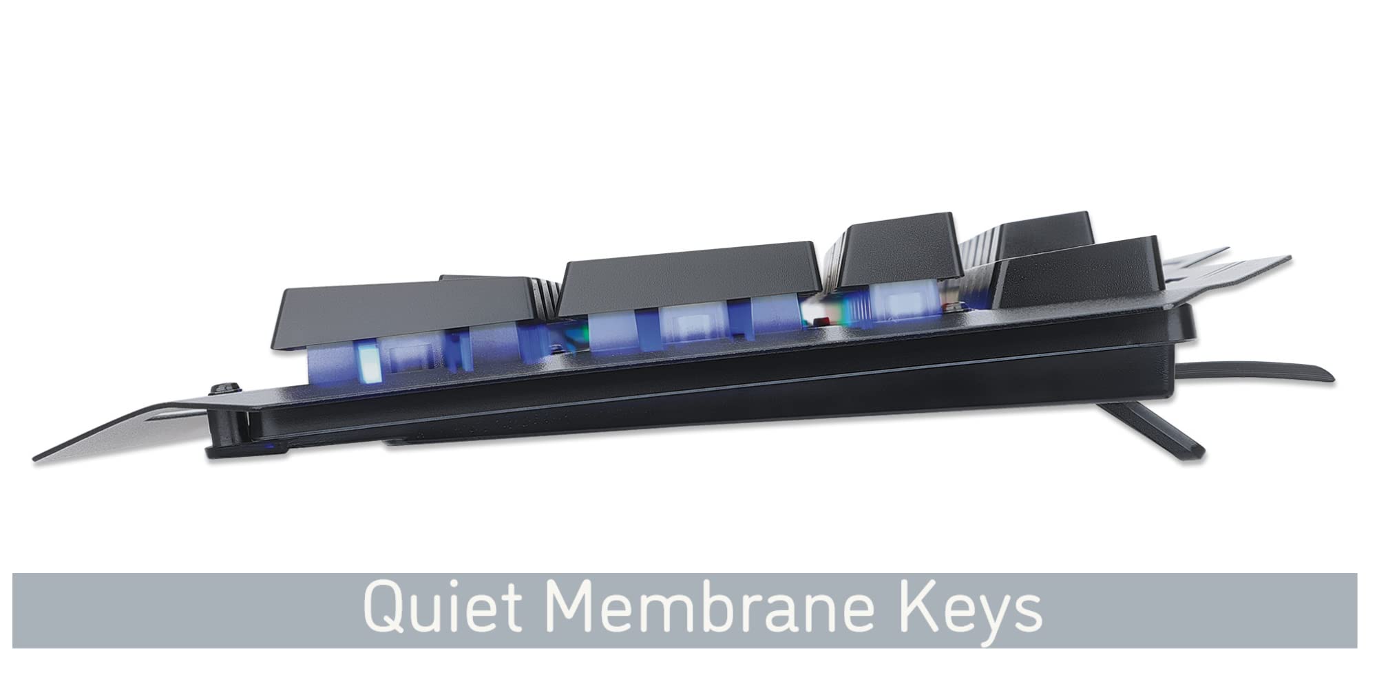 RGB Backlit Wired Gaming Keyboard with Metal Base & Splashproof Design - Quiet Mechanical Keys, Phone Holder & Multimedia Controls for PC, Computer, Desktop - Perfect for Gamers, Office Work & Streaming - 3 Year Warranty (Model: 180610)