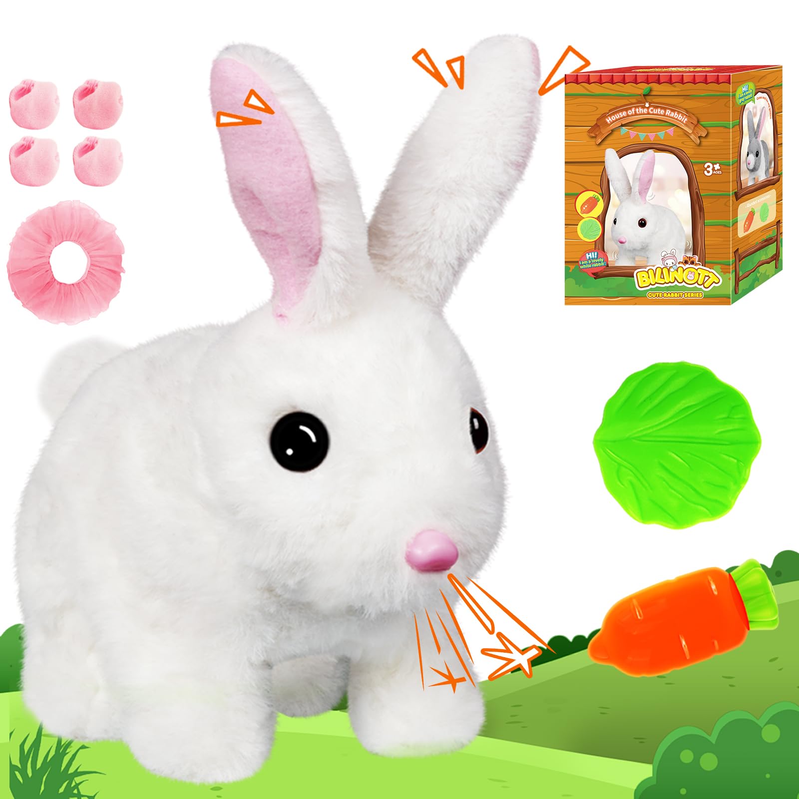 Realistic Jumping Bunny Toy for Kids - Interactive Stuffed Rabbit with Wiggling Ears & Moving Mouth - Perfect Easter, Birthday, Halloween & Christmas Gift for Children 3+ | Fun Playtime, Nursery Decor & Cuddly Companion