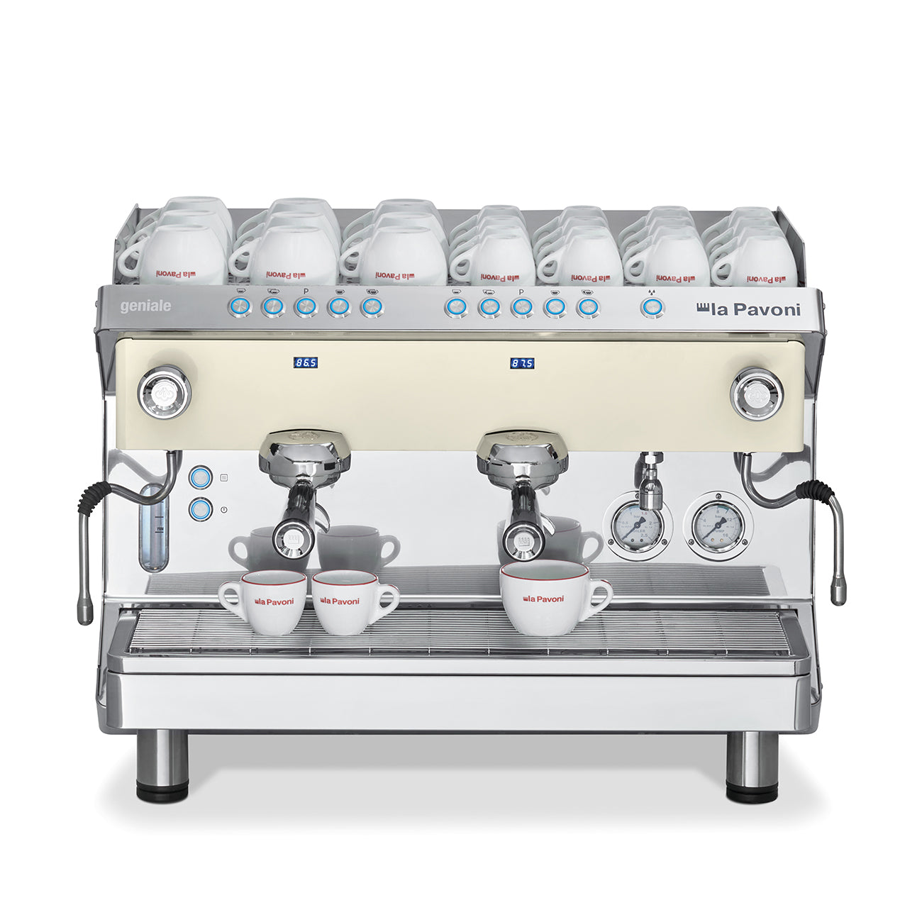 LA PAVONI GENIALE 2 Group Volumetric Commercial Espresso Machine - Professional Coffee Maker for Cafes & Restaurants - Perfect for High-Volume Coffee Shops & Specialty Coffee Bars
