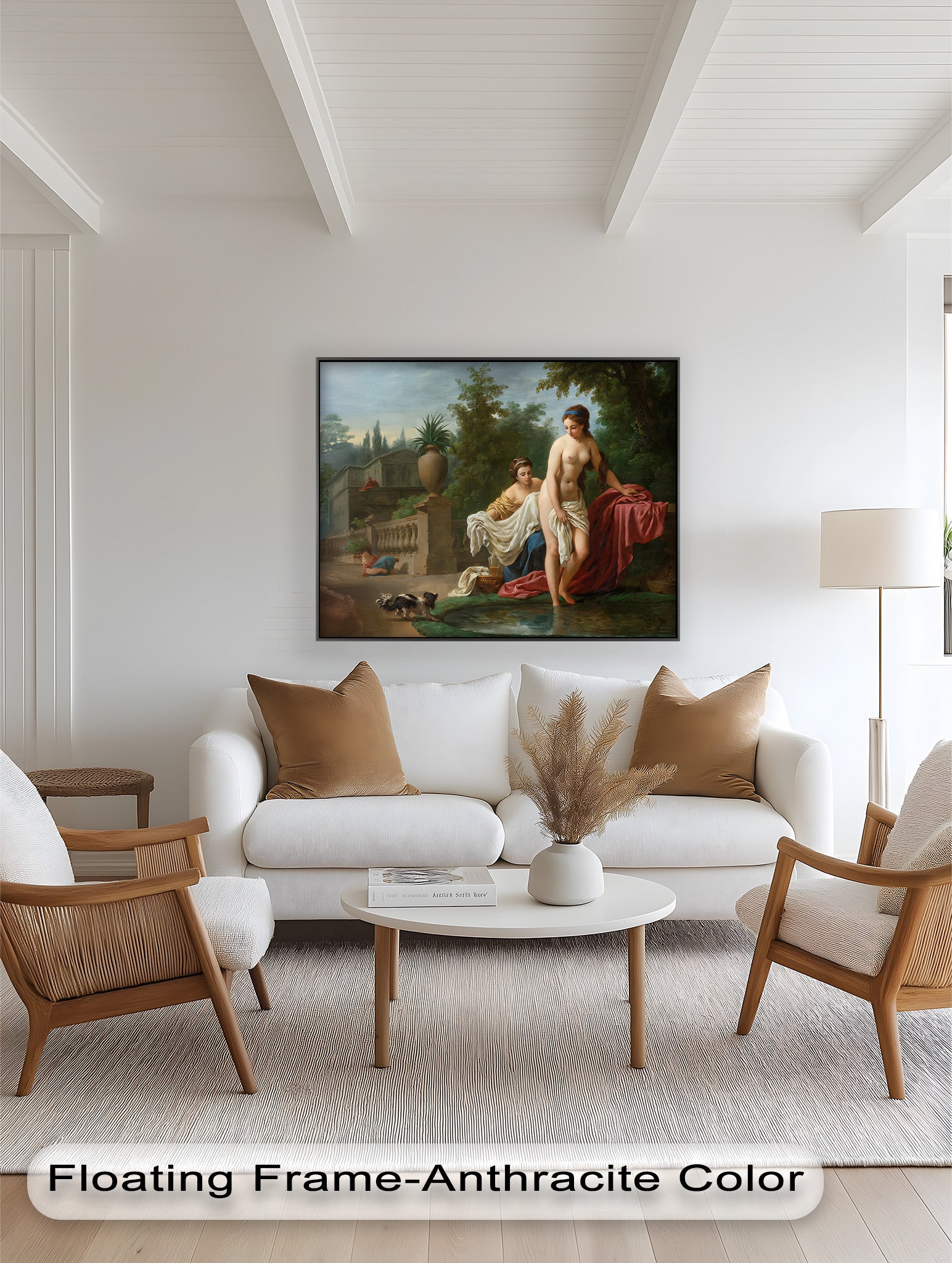 Neoclassical Elegance Oil Painting - Garden Bathing Scene Artwork for Home Decor & Living Room Wall Art