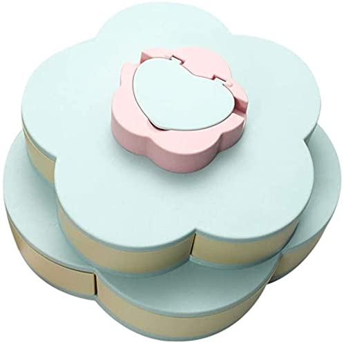 Premium Rotating Snack Tray with Phone Holder - Petal-Shaped Dried Fruit & Nut Storage Organizer, Candy Plates for Parties, Home, Office - Perfect for Entertaining Guests, Movie Nights & Snack Organization