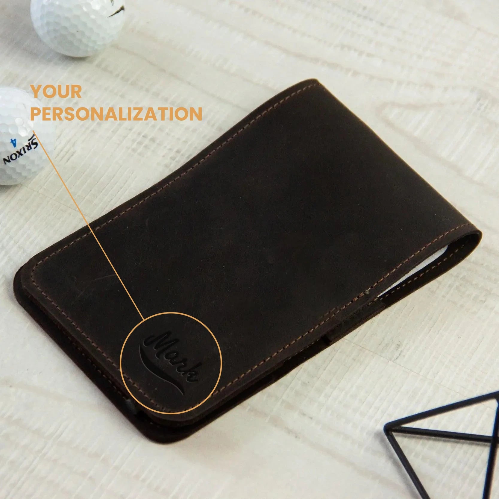 Premium Leather Golf Scorecard Holder with Pencil Loop - Waterproof & Durable for Golf Tournaments, Practice Rounds & Outdoor Sports