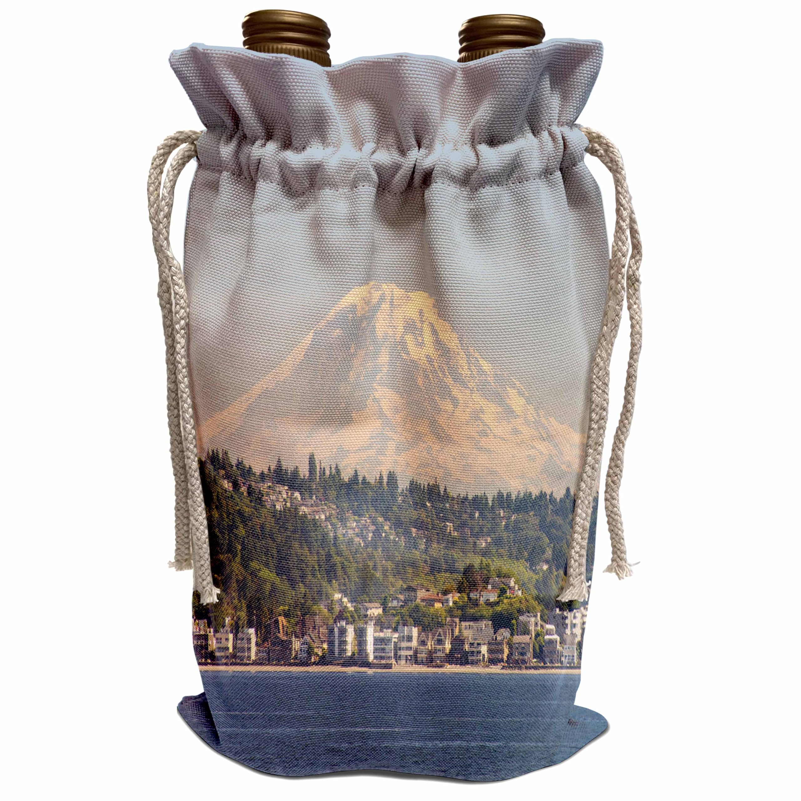 Premium Insulated Wine Bag with Mount Rainier & Alki Beach Design - Perfect for Picnics, Beach Outings & Wine Tasting Events in Seattle, Washington USA