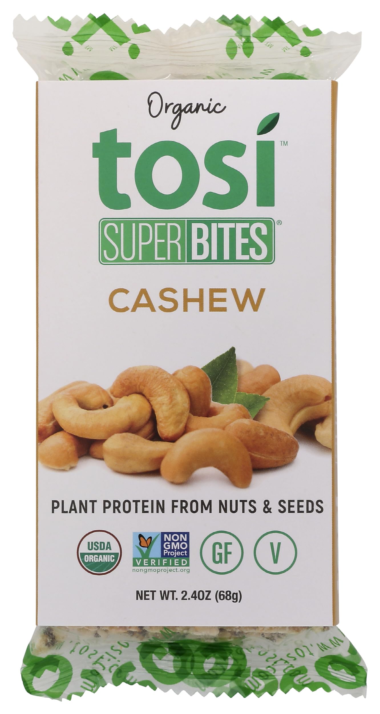 Organic SuperBites Vegan Snacks - Cashew Flavor, 2.4 Oz (Pack of 1) | Healthy Plant-Based Protein Snack for On-the-Go, Work, School & Travel