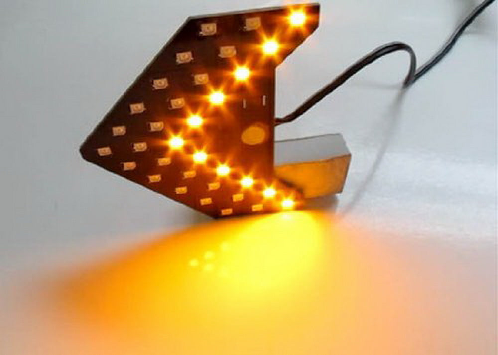 2 Pack Amber 33 SMD Sequential LED Arrow Turn Signal Lights for Car Side Mirrors - Easy Installation, Enhanced Visibility & Safety for Night Driving and Bad Weather