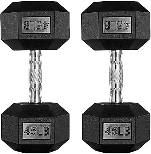 Albott Rubber Coated Hex Dumbbell Set - Cast Iron Free Weights for Home Gym, Strength Training & Fitness Workouts