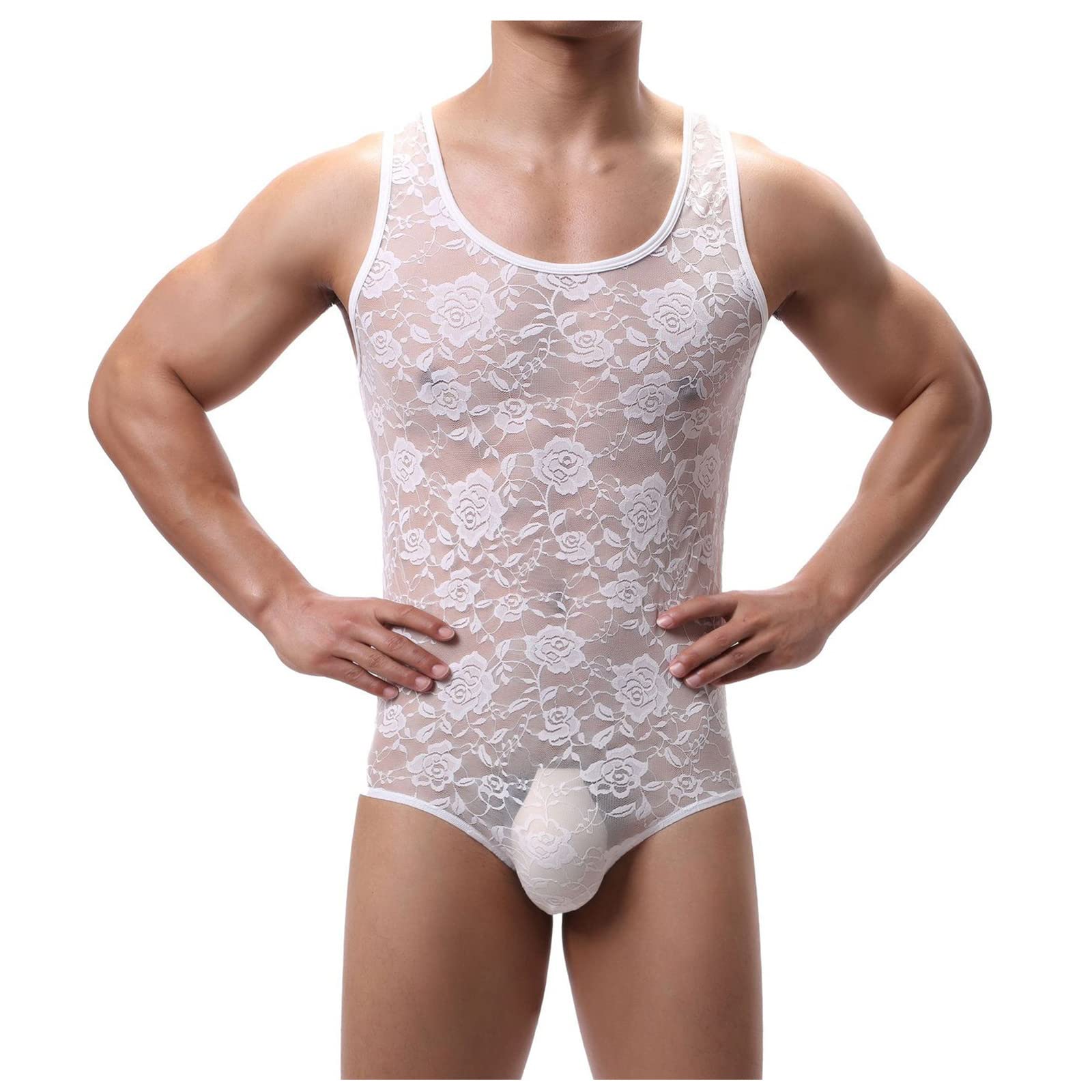 Women's High Waist Flare Pants with Elastic Waistband & Lace Detail - Sexy Stretch Jumpsuit for Women | Men's Novelty Funny Jumpsuit Costume | Party Outfit, Cosplay, Halloween Costume, Dancewear